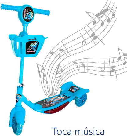 Patinete Infantil 3 Rodas Com Cesta Azul Importway