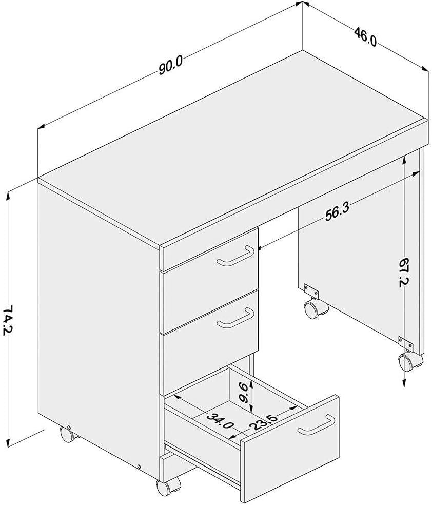 Mesa para Computador 3 Gavetas Osaka Castanho - Politorno