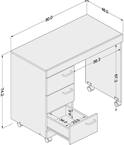 Mesa para Computador 3 Gavetas Osaka Castanho - Politorno