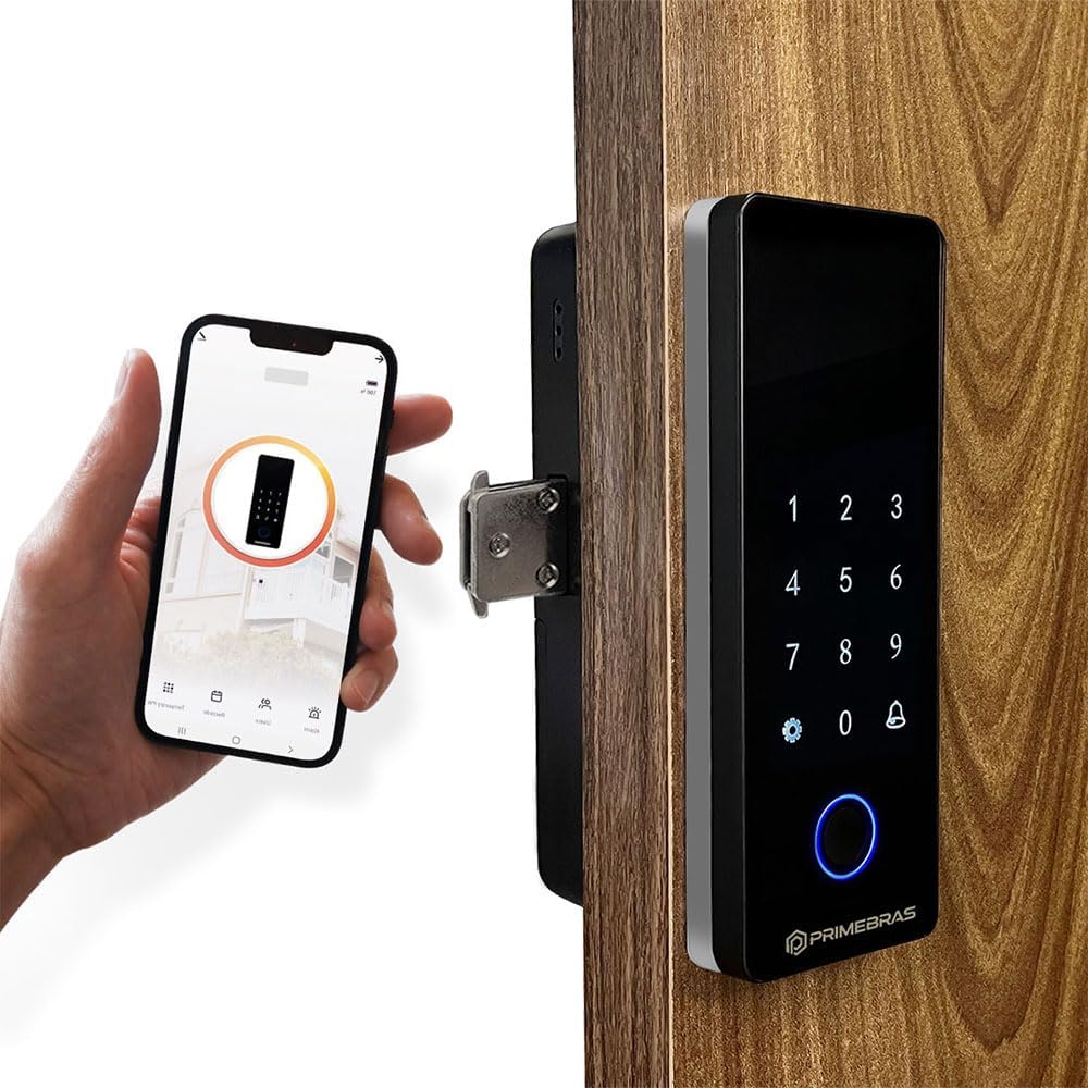 FECHADURA DIGITAL PRIMEBRAS ATHENAS MADEIRA BLUETOOTH