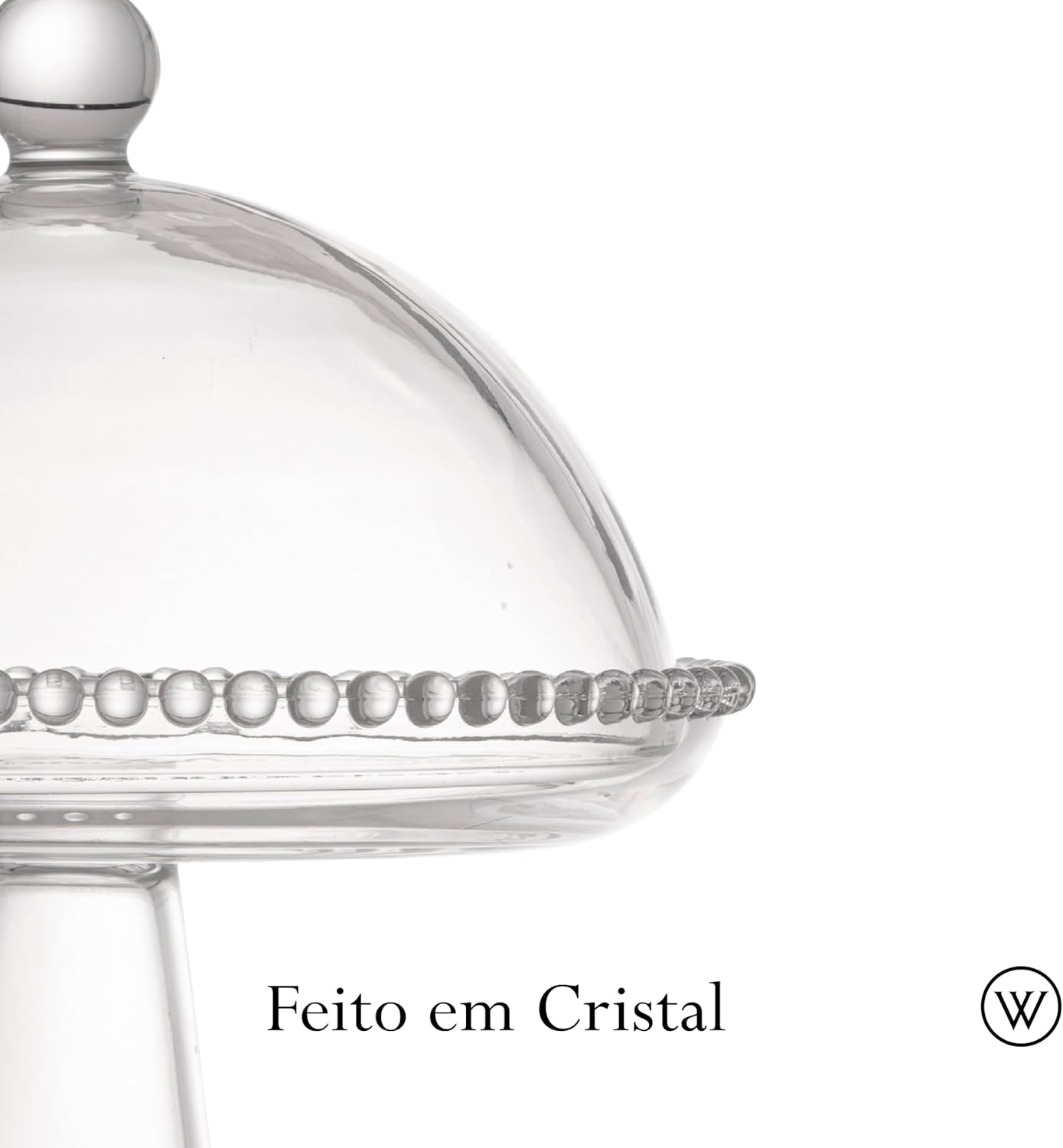 Boleira Prato de Cristal com Pé e Tampa Pearl 20cm x 18cm - Wolff