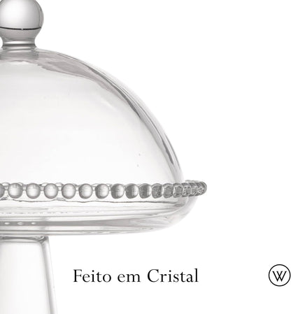 Boleira Prato de Cristal com Pé e Tampa Pearl 20cm x 18cm - Wolff