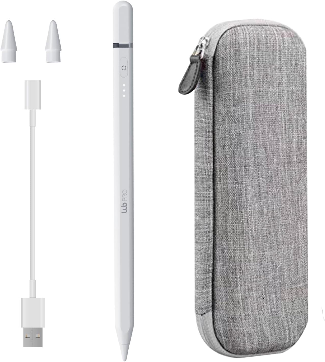 Caneta Pencil PRO WB Para iPad Branca com Palm Rejection e Sensor de ângulo com Estojo Cinza