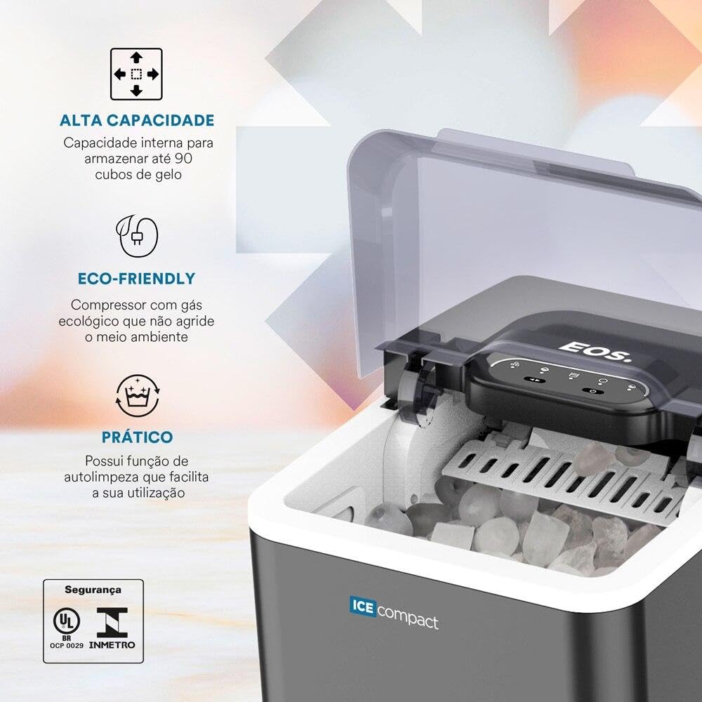 Máquina de Gelo EOS 12Kg Cinza