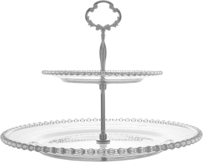 PRATO DUPLO CRISTAL DE CHUMBO PARA DOCES PEARL 32X25CM