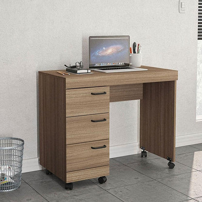Mesa para Computador 3 Gavetas Osaka Castanho - Politorno