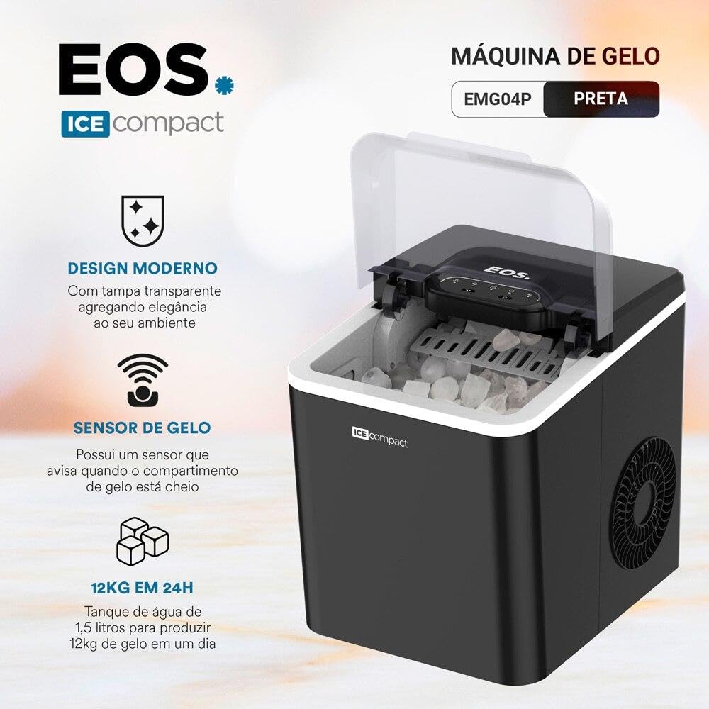 Máquina de Gelo 12kg EOS Preta