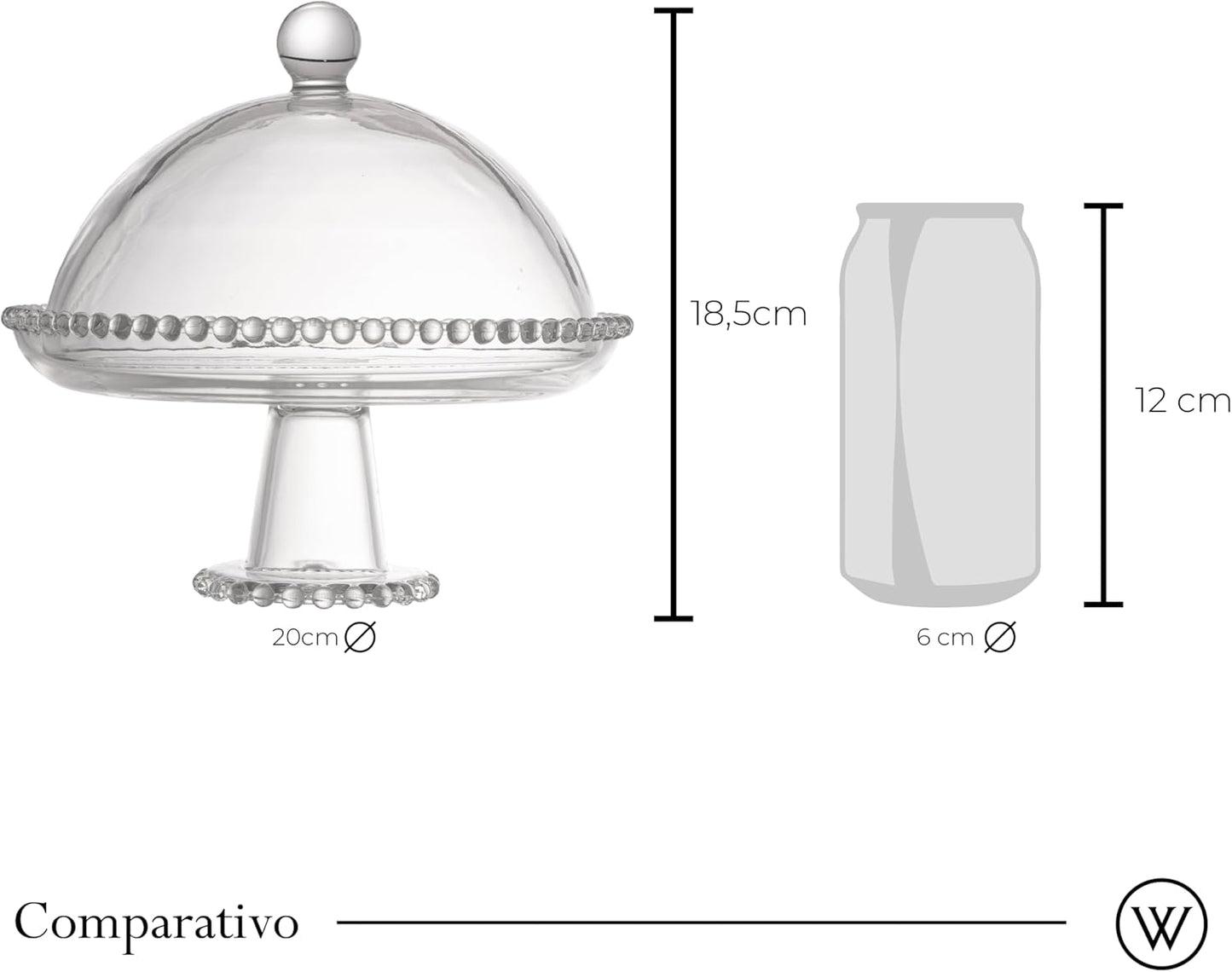 Boleira Prato de Cristal com Pé e Tampa Pearl 20cm x 18cm - Wolff