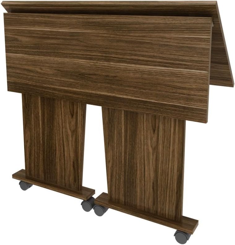 Mesa Escritório Dobrável com Rodizio Home Office Tecnomobili MDP Nogal