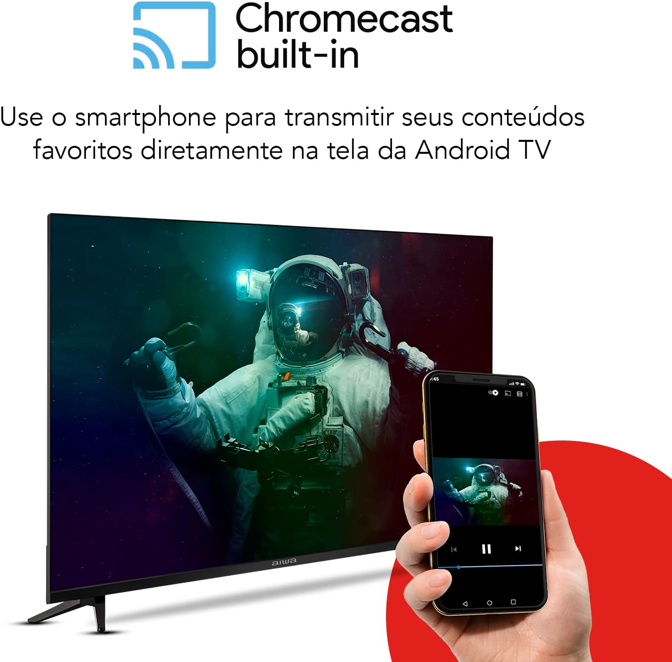 Smart TV AIWA 43” Android Full HD Borda Ultrafina HDR10 Dolby Áudio
