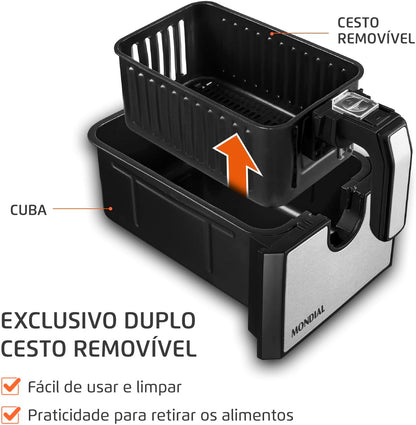 Fritadeira Air Fryer Dual Duplo Cesto 8L Mondial