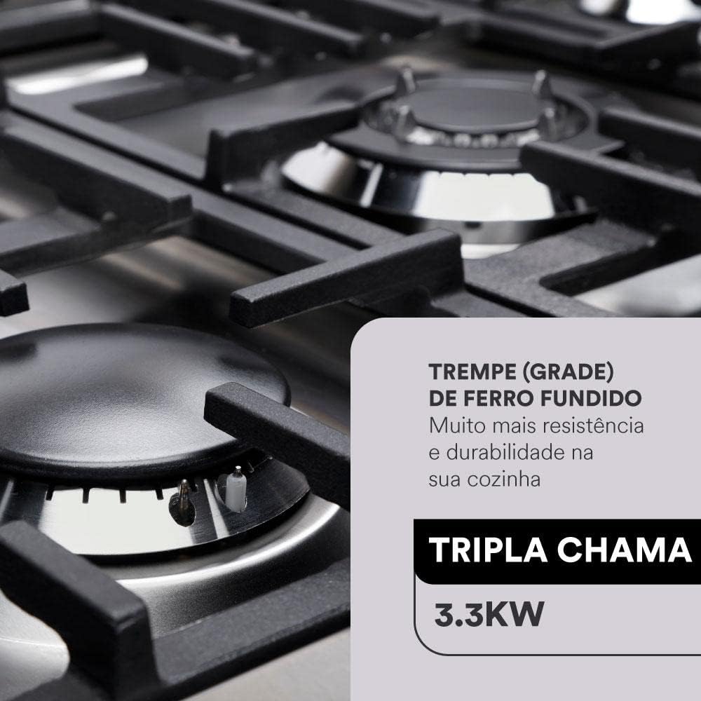 Cooktop a Gás 4 Bocas EOS Inox ECG04 Bivolt