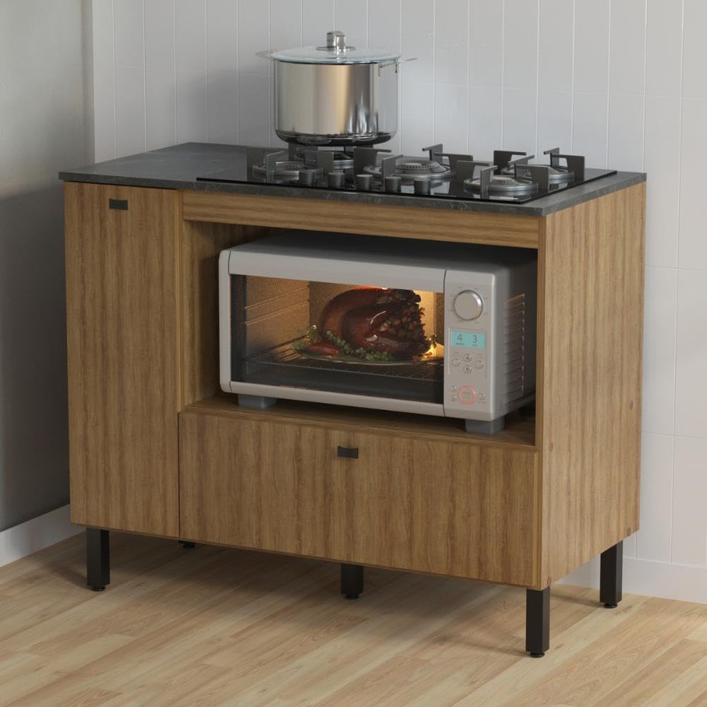 Balcão de Cozinha para Cooktop 99,7 Cm 2 Portas Bl3316 Amêndoa - Tecno Mobili