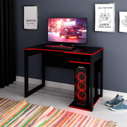 Mesa Gamer Tecnomobili ME4161 Preto e Vermelho