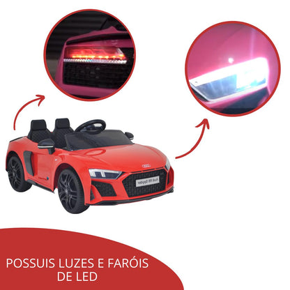 Mini carro elétrico 12V audi R8 Spyder Licenciado Vermelho