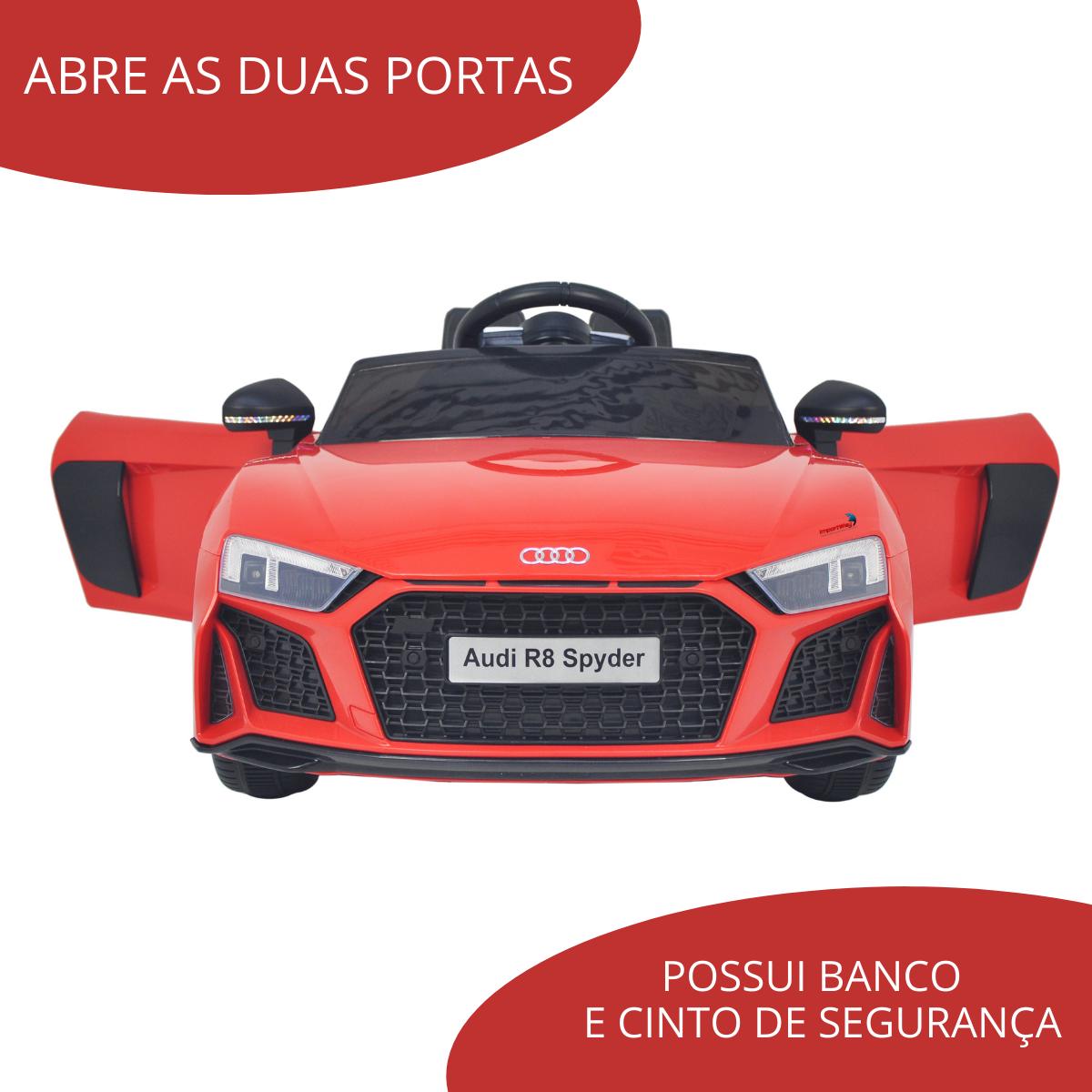 Mini carro elétrico 12V audi R8 Spyder Licenciado Vermelho