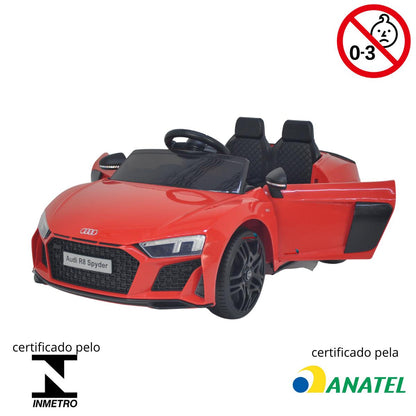 Mini carro elétrico 12V audi R8 Spyder Licenciado Vermelho