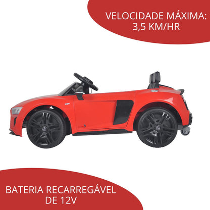 Mini carro elétrico 12V audi R8 Spyder Licenciado Vermelho
