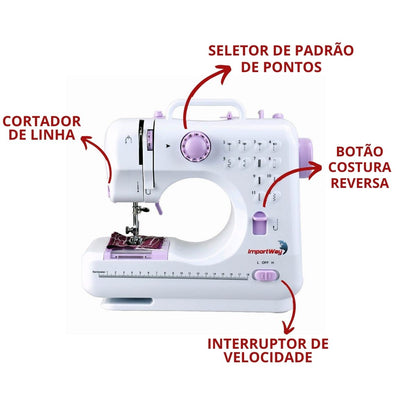 Máquina De Costura Multifuncional Portátil Bivolt Com Kit de Costura Importway
