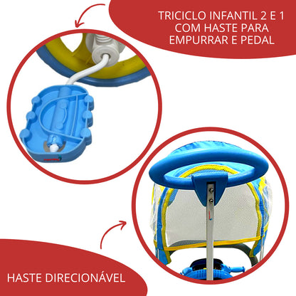 Triciclo Infantil 2 Em 1 Azul Importway