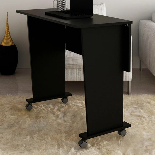 Mesa Escritório Dobrável com Rodizio Home Office Tecnomobili Preto