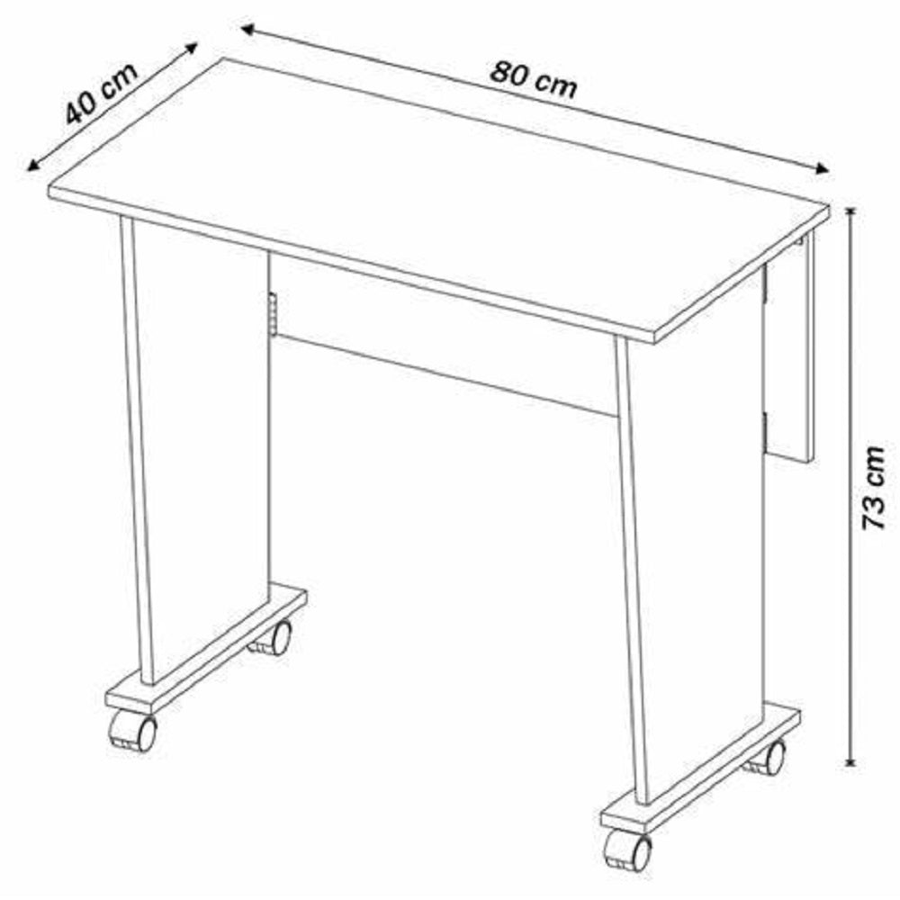 Mesa Escritório Dobrável com Rodizio Home Office Tecnomobili Preto