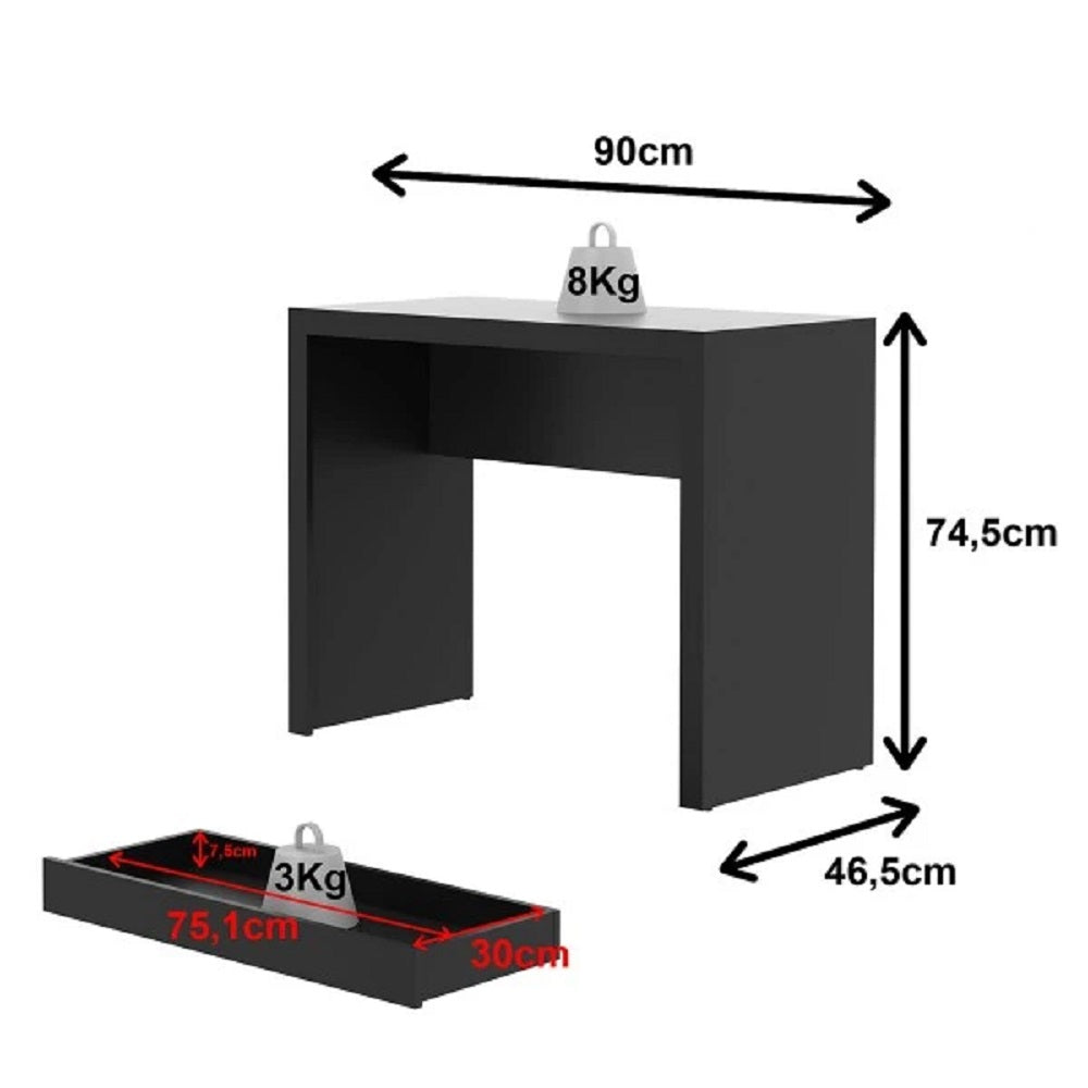 Mesa Escritório Com Gaveta Home Office Tecno Mobili ME4107 MDP Preta
