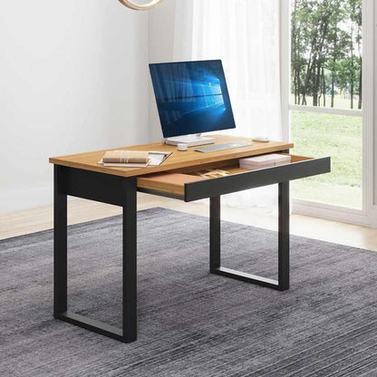 Mesa Escritório Industrial com Gaveta MDF F11 Dalla Costa Freijó/Preto