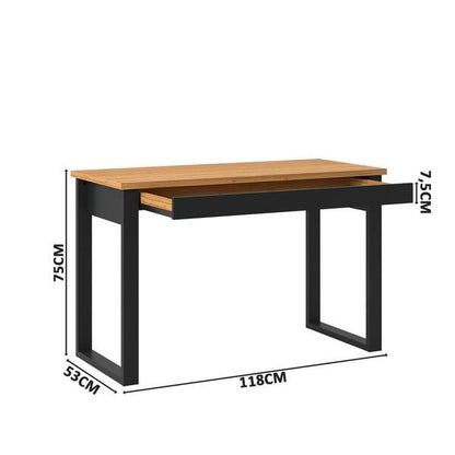 Mesa Escritório Industrial com Gaveta MDF F11 Dalla Costa Freijó/Preto