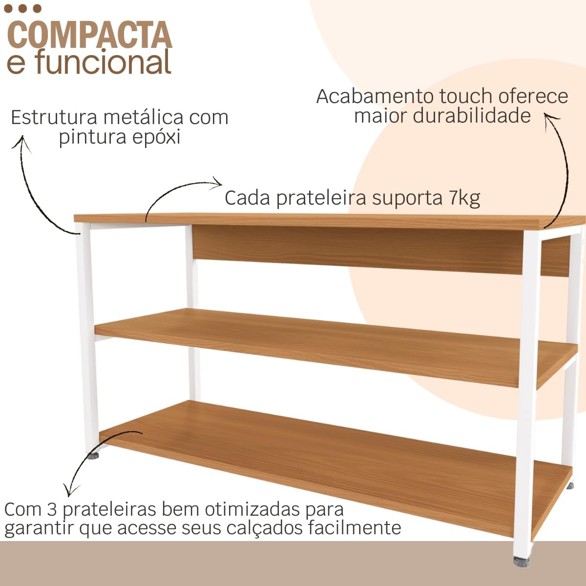 Sapateira Industrial 3 Prateleiras Canela/Branco LI020
