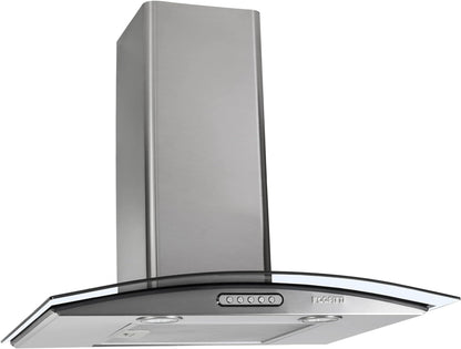 Coifa De Parede Fogatti Vidro Curvo Slim Inox 4 E 5 Bocas 60cm