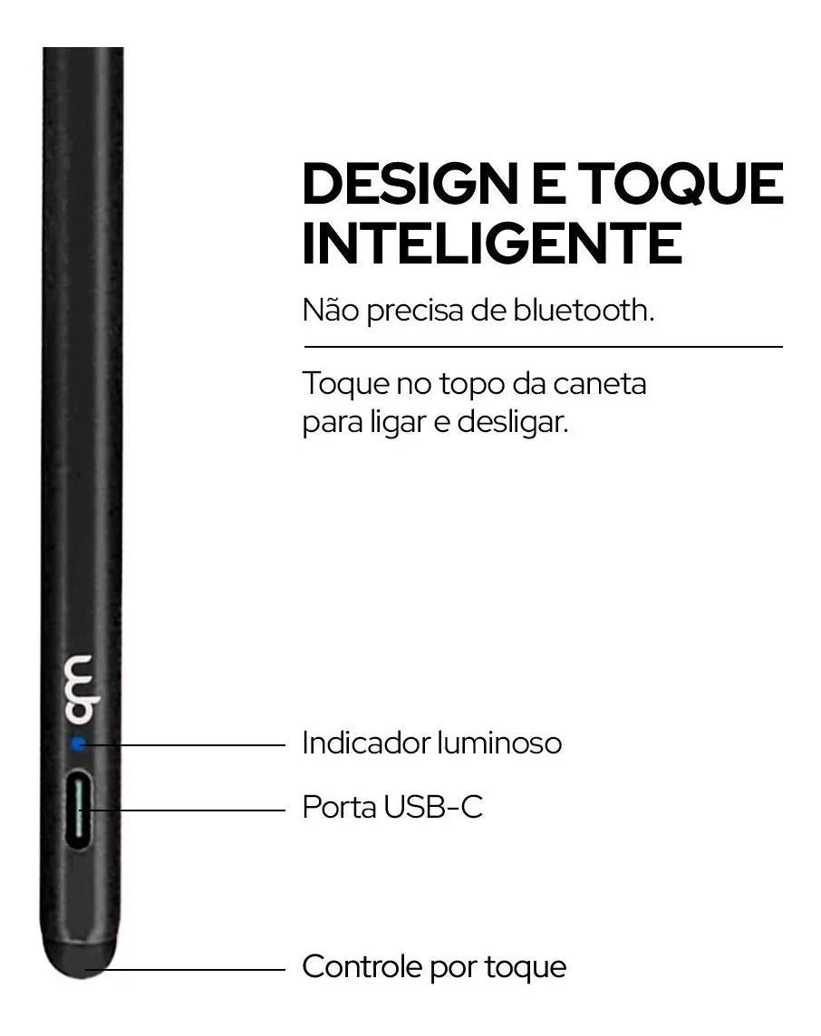 WB Caneta Pencil Para Apple Preta Alta Precisão 1.0mm
