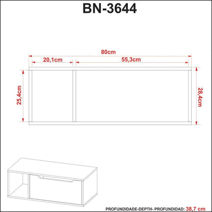 Gabinete Banheiro 80cm Tecno Mobili Bn3644 Mármore Lunar