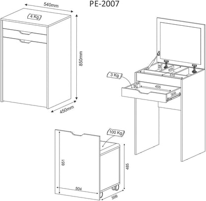 Penteadeira Compacta Com Espelho Pe2007 - Tecnomobili