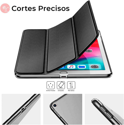 CAPA COMPATÍVEL DE IPAD 7A, 8A, 9A, GER 10.2 WB ESPAÇO PENCIL PRETA