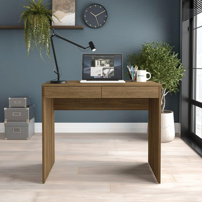 Mesa Escrivaninha Tijuca com 2 gavetas Castanho - Politorno