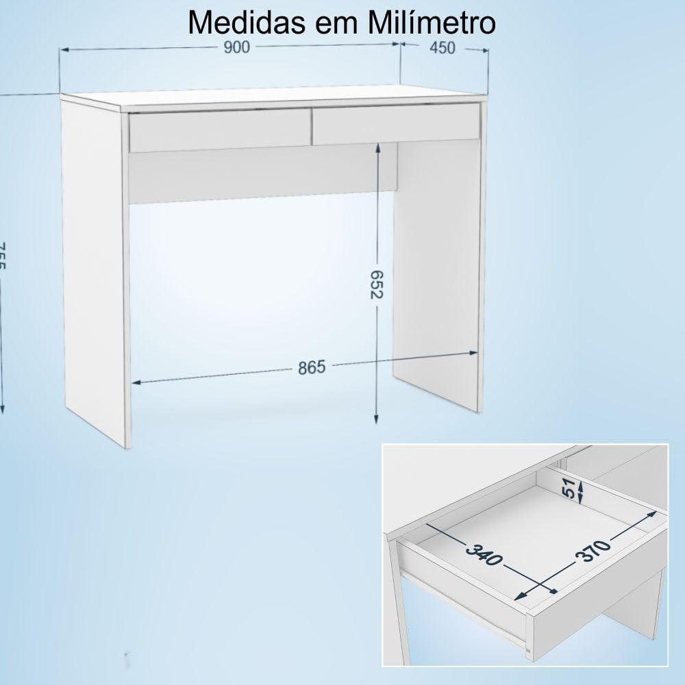 Mesa Escrivaninha Tijuca com 2 gavetas Castanho - Politorno