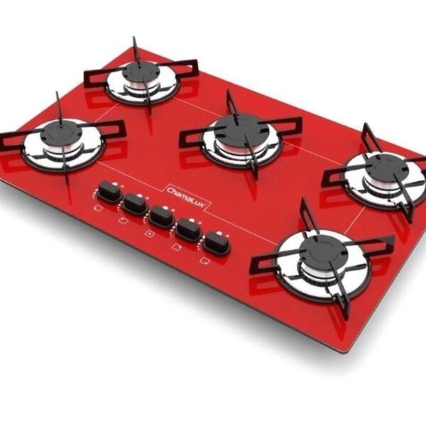 Fogão Cooktop 5 Bocas Ultra Chama Chamalux Vermelho