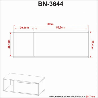 Gabinete Banheiro 80cm Tecno Mobili Bn3644 Marrom Branco