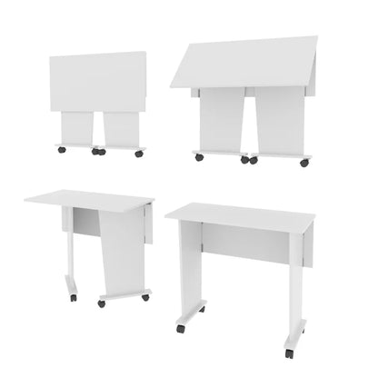 Mesa Escritório Dobrável com Rodizio Home Office Tecnomobili Branco
