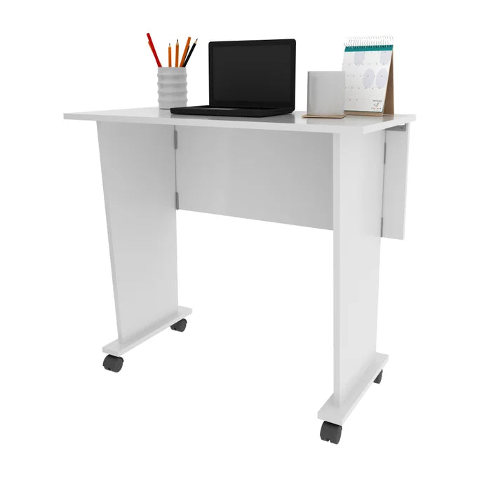 Mesa Escritório Dobrável com Rodizio Home Office Tecnomobili Branco