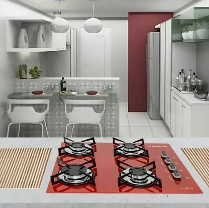 Cooktop 4 Bocas Ultra Chama Bivolt Vermelho Chamalux