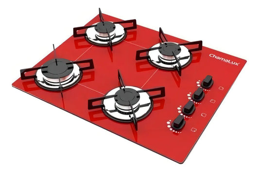 Cooktop 4 Bocas Ultra Chama Bivolt Vermelho Chamalux