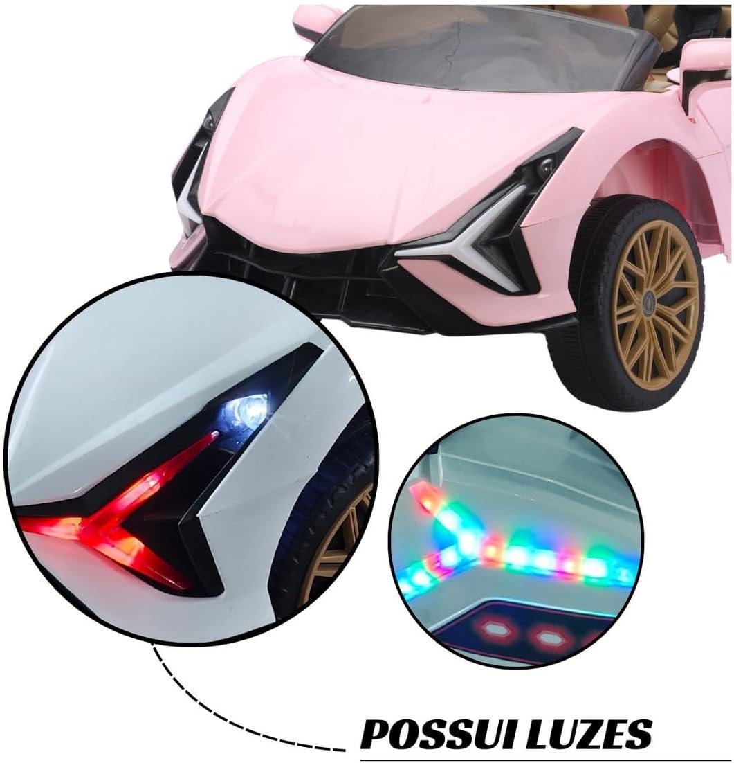 MINI CARRO ELÉTRICO 12V COM CONTROLE REMOTO ROSA IMPORTWAY - BW373RS