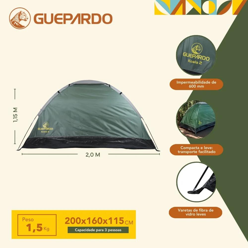 Barraca Koala Camping 3 Pessoas Coluna Dágua 600Mm Guepardo - Nautika