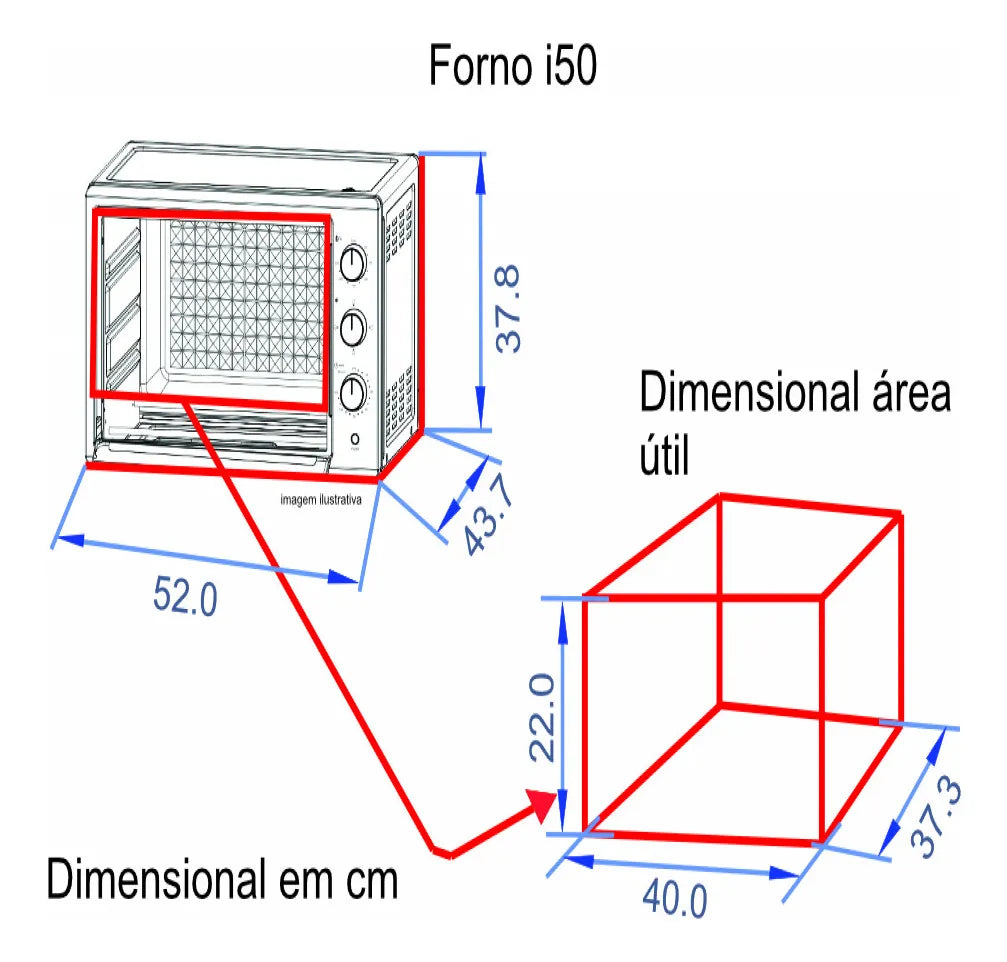 Forno Elétrico De Bancada 50 Litros Fogatti Black
