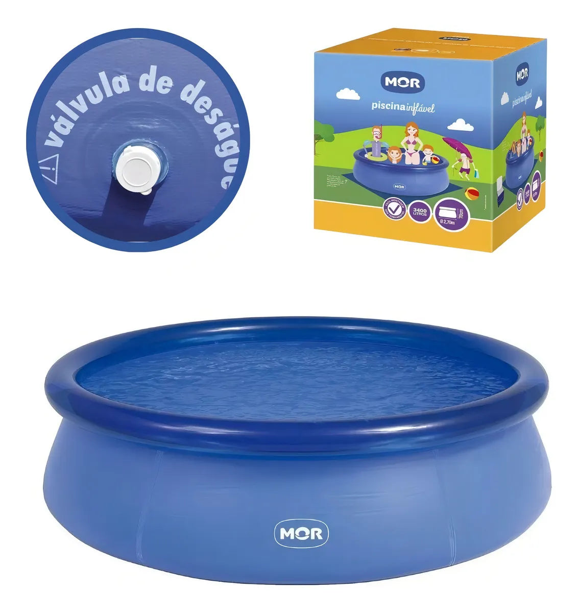 Piscina Infantil Inflável Redonda 3400 Litros Splash Fun Mor Azul
