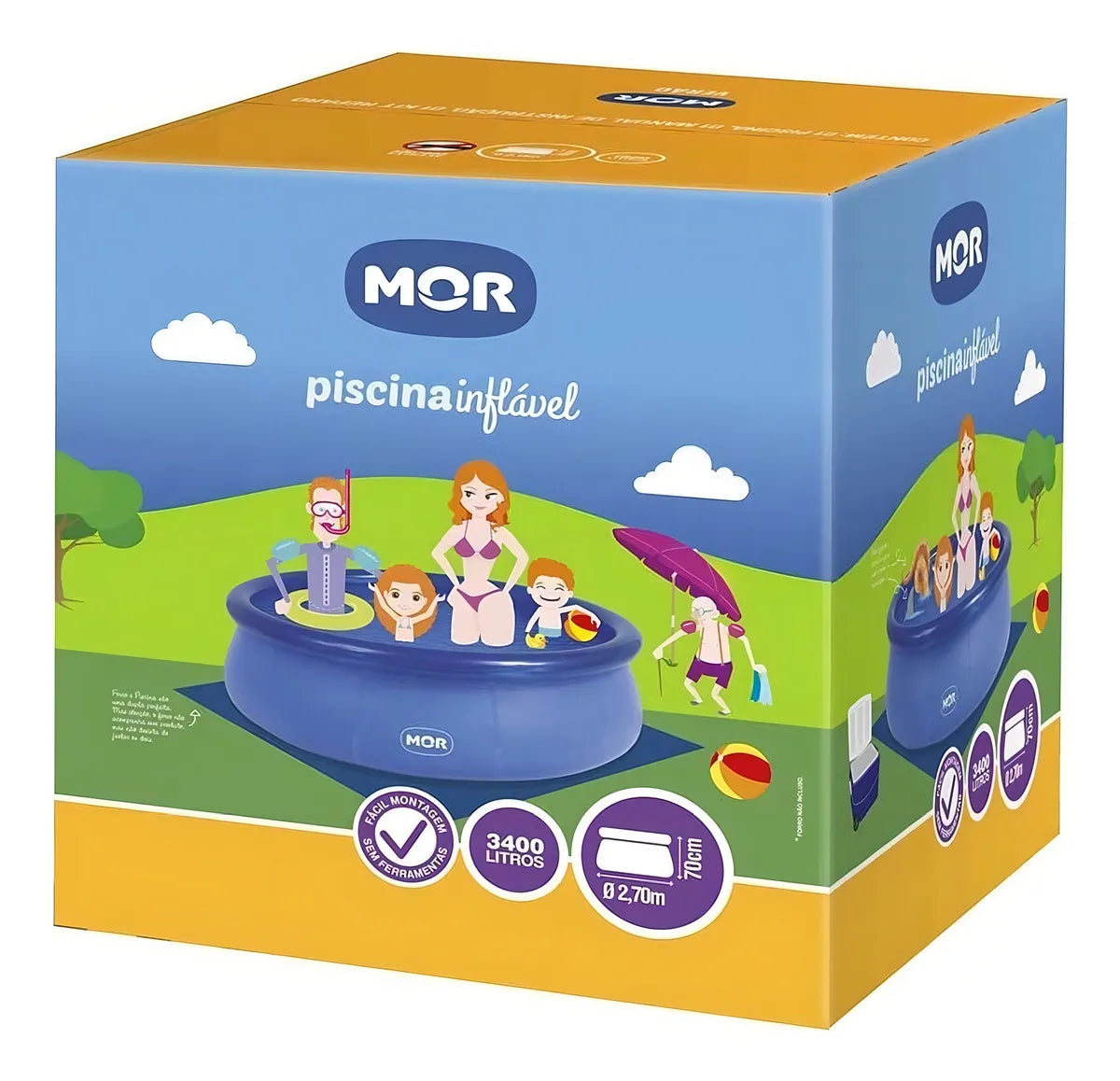 Piscina Infantil Inflável Redonda 3400 Litros Splash Fun Mor Azul
