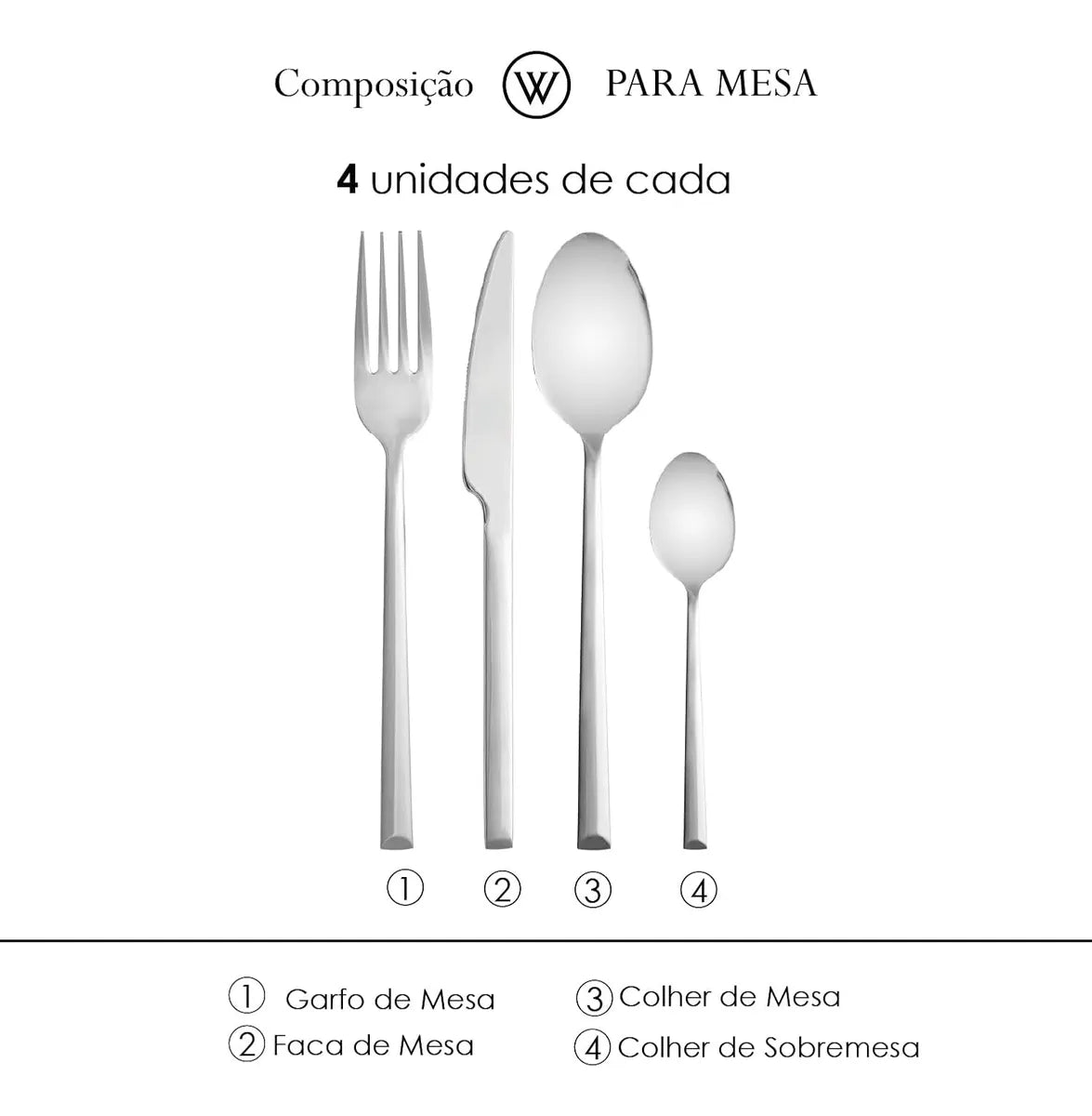 Faqueiro 16 Peças Oslo Aço Inox Wolff Prateado