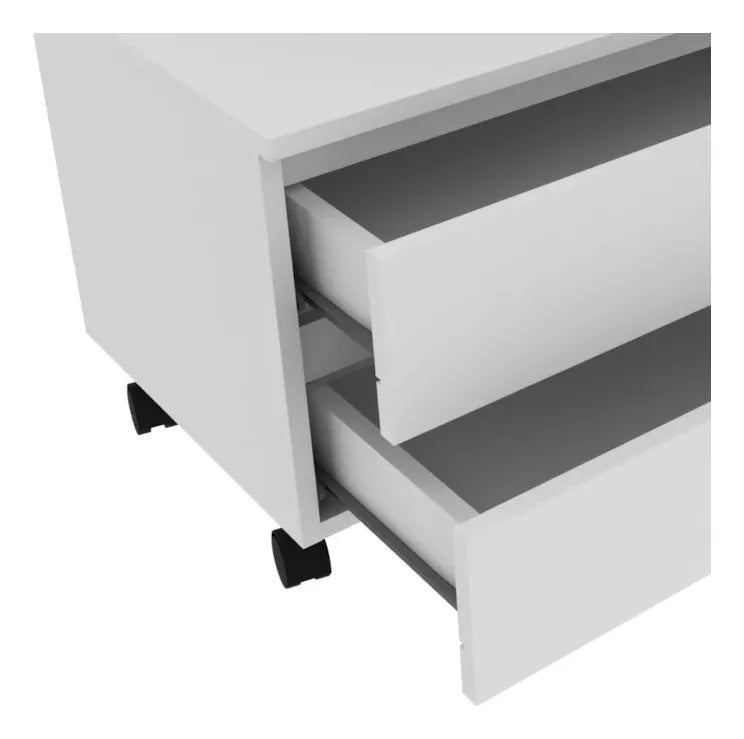 Balcão Gabinete Banheiro 2 Gavetas e Rodízio BN3603 Tecnomobili Branco